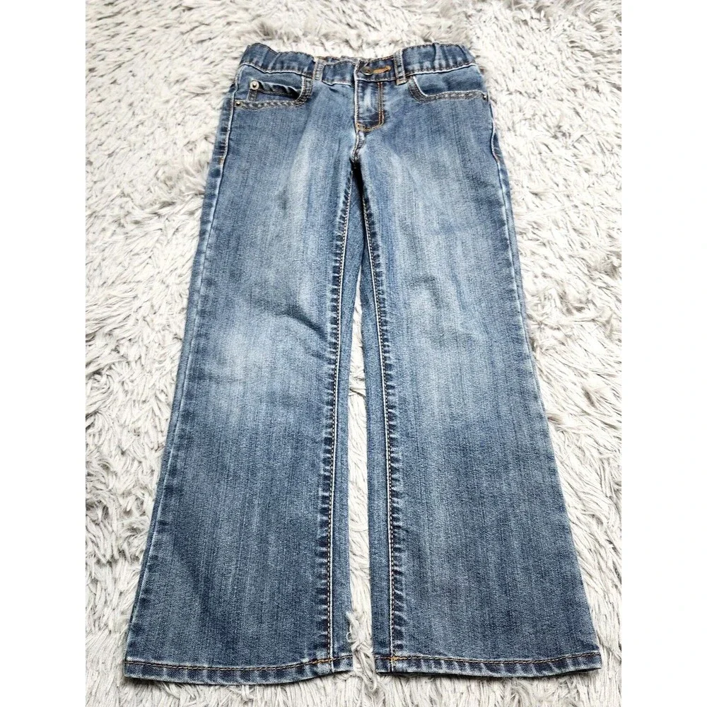 The Childrens Place Girls Blue Jeans Size 6 Bootcut Stretch Adj Waist 22X19 Kids